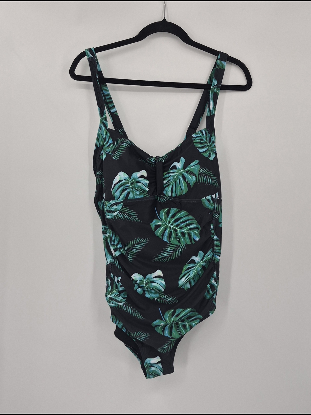 Tempt Me One Piece Swimsuit Womens XL Black Stretch Ruched Tummy Control NWT